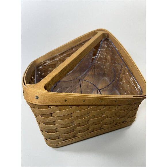 Vtg LONGABERGER SPIN ORGANIZER BASKET, LAZY SUSAN, TWO PROTECTORS, 2005 - Picture 2 of 13